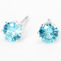 Turquoise Cubic Zirconia 5mm Round Stud Earrings