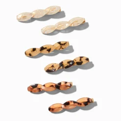 Twisted Tortoiseshell Hair Clips - 6 Pack