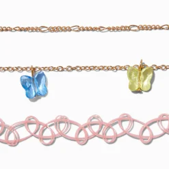 Uptown Puffy Butterfly Choker Necklaces - 3 Pack