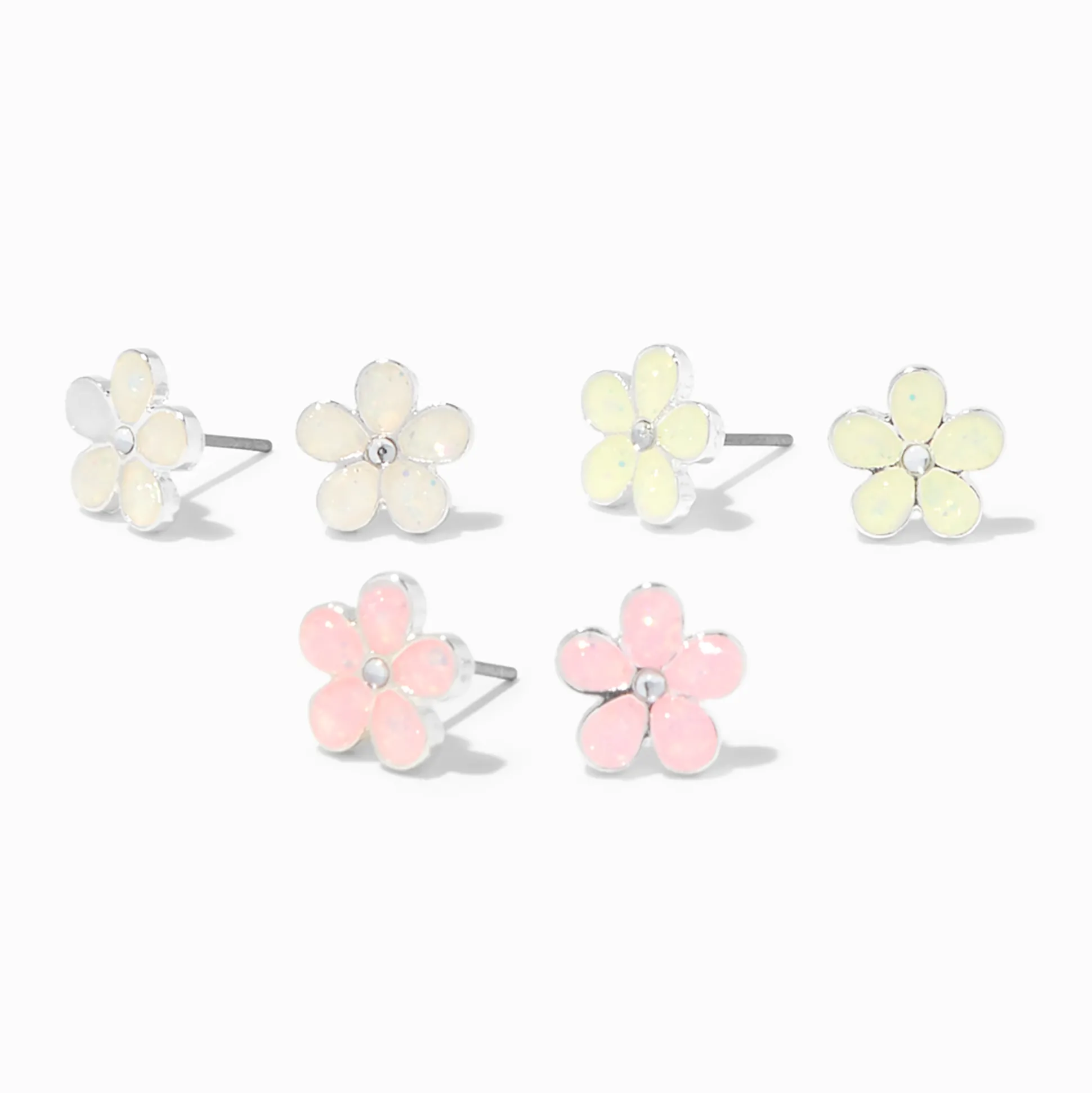 UV Color-Changing Flower Stud Earrings - 3 Pack