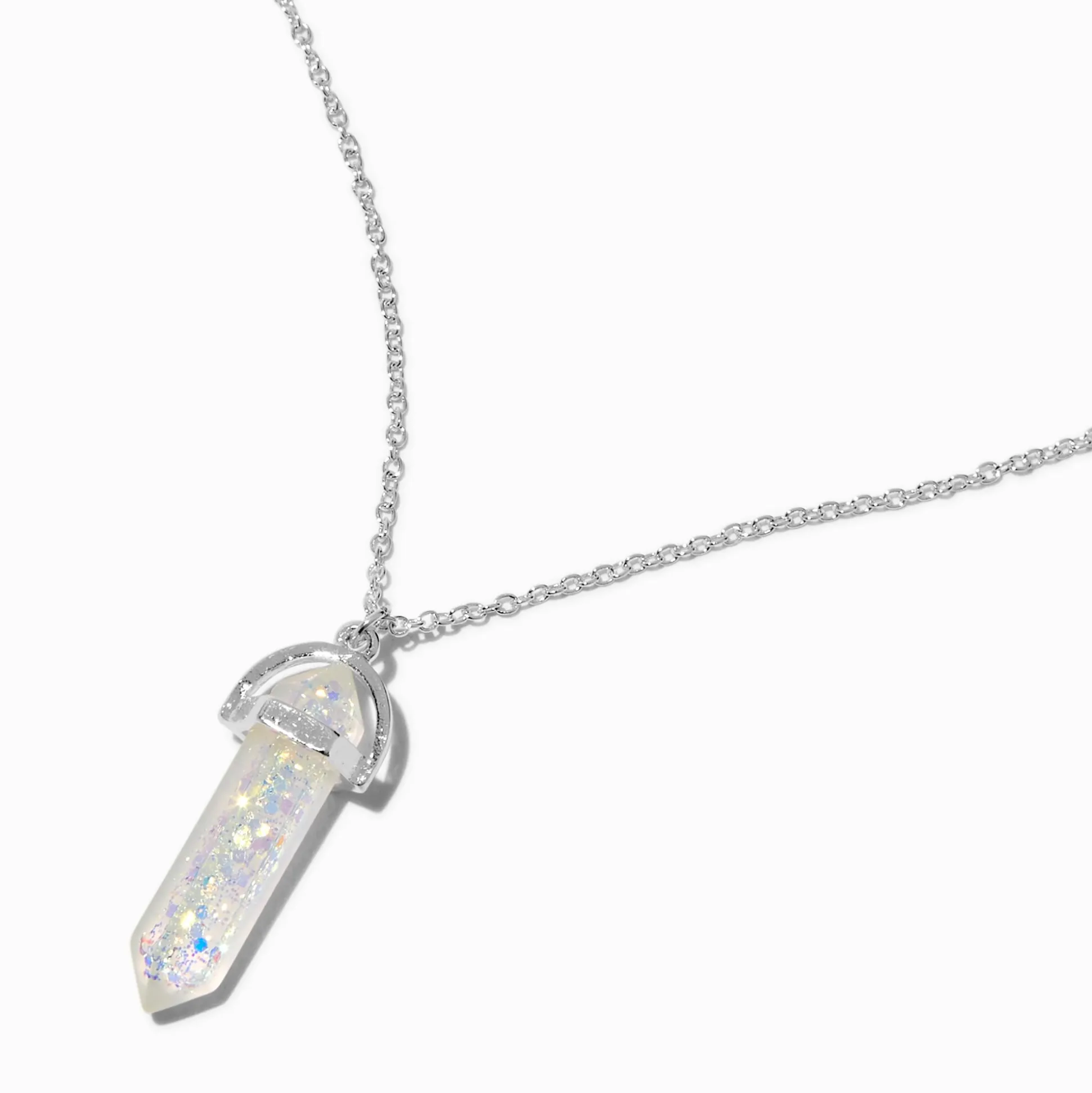 UV Color-Changing Glitter Clear Mystical Pendant Necklace