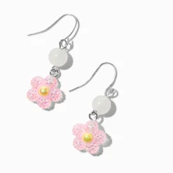 UV Color-Changing Pink Daisy Drop Earrings