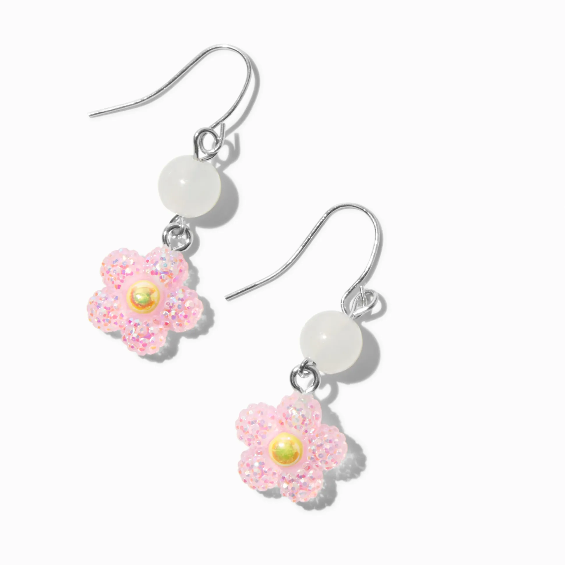 UV Color-Changing Pink Daisy Drop Earrings