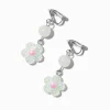 UV Color-Changing White Daisy Clip-On Drop Earrings