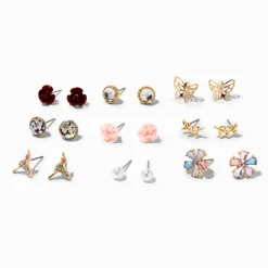 Western Cowgirl Theme Stud Earrings - 9 Pack