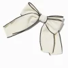 White & Black Trim Hair Bow Clip