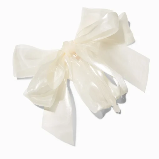 White Bow Banana Hair Claw Clip