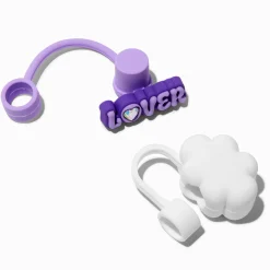 White Cloud & Purple ''Lover'' Straw Covers - 2 Pack