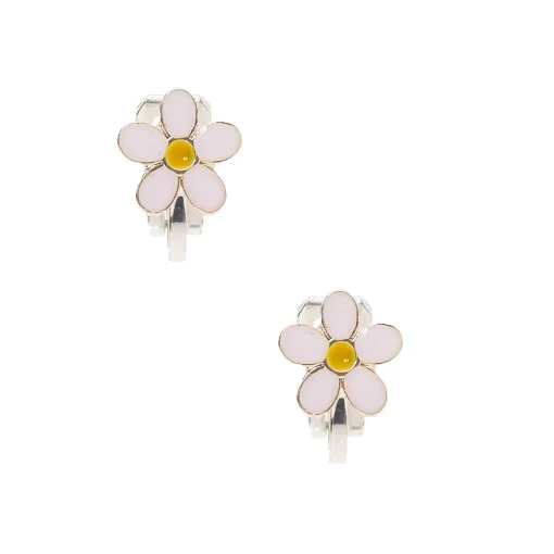 White Daisy Clip-On Earrings