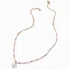 White Daisy Half Beaded & Gold-tone Paperclip Chain Pendant Necklace