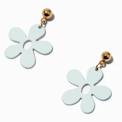 White Daisy 1" Drop Earrings