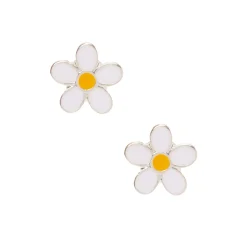 White Daisy Stud Earrings