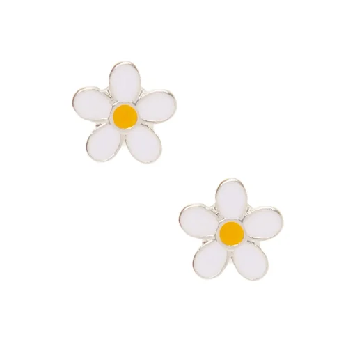 White Daisy Stud Earrings