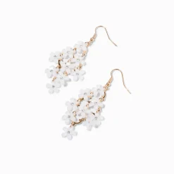 White Flower Chandelier 2.5" Drop Earrings