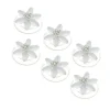 White Frosted Flower Hair Spinners - 6 Pack