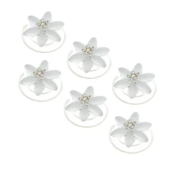 White Frosted Flower Hair Spinners - 6 Pack