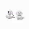 White Fuzzy Puppy Stud Earrings