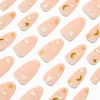 White Heart Stars Long Almond Vegan Faux Nail Set - 24 Pack