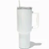 White Holographic Stainless Steel Handled Tumbler
