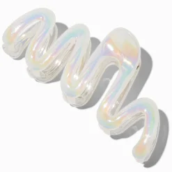 White Iridescent Zig Zag Hair Claw