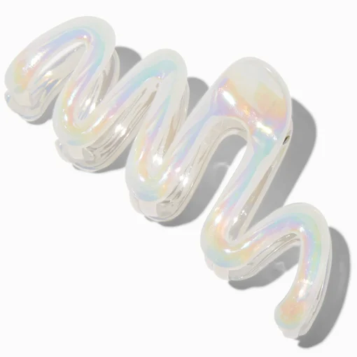 White Iridescent Zig Zag Hair Claw