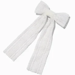 White Lace Hair Bow Clip