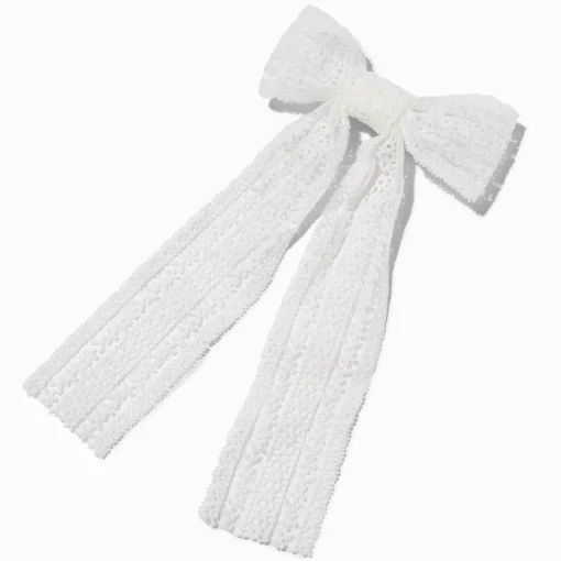 White Lace Hair Bow Clip