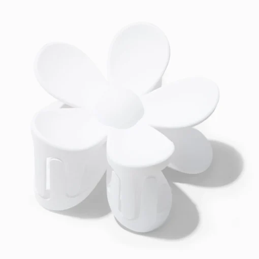 White Matte Flower Hair Claw