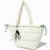 White Nylon Puffy Tote Bag