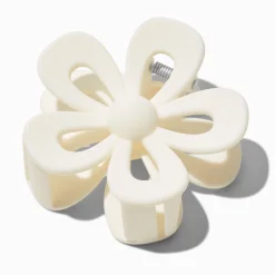 White Open Flower Hair Claw