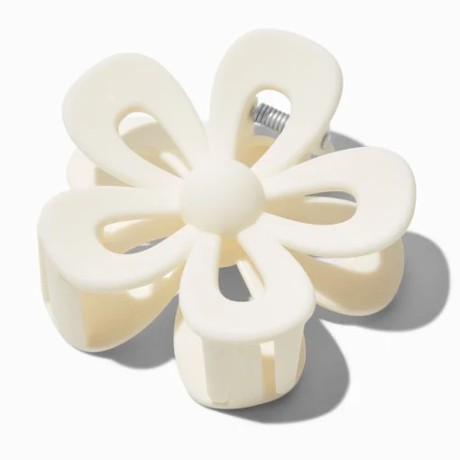 White Open Flower Hair Claw