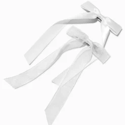 White Organza & Sheer Hair Bow Clips - 2 Pack