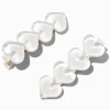 White Puffy Heart Hair Clips - 2 Pack