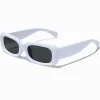 White Puffy Slim Rectangle Sunglasses