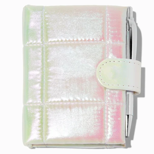 White Quilted Mini Journal Notebook
