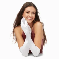 White Satin Long Gloves