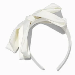 White Silky Knotted Bow Headband
