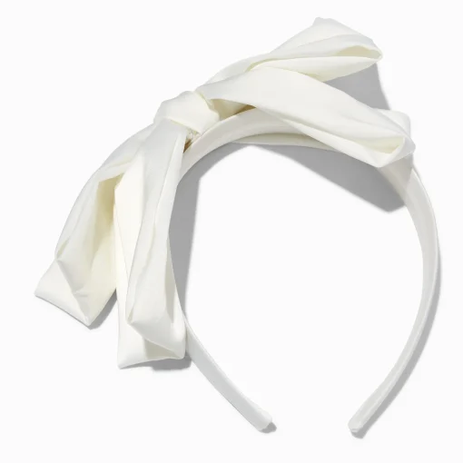 White Silky Knotted Bow Headband