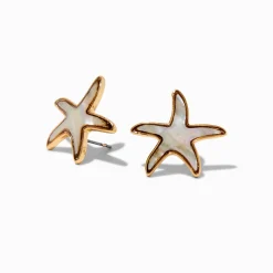White Starfish Stud Earrings