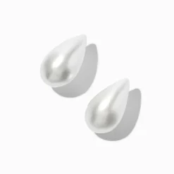White Teardrop Pearl 20mm Stud Earrings