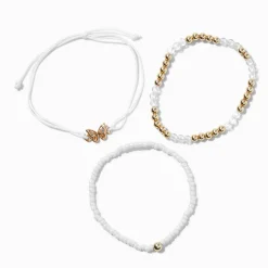 White ''Breathe'' Inspiration Beaded Bracelet Set - 3 Pack