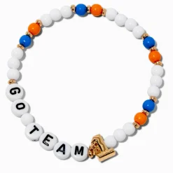 White ''Go Team'' Beaded Stretch Bracelet