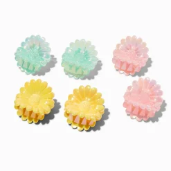 Yellow, Blue & Pink Sunflower Hair Claws - 6 Pack