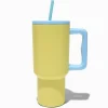 Yellow Colorblock Stainless Steel Handled Tumbler