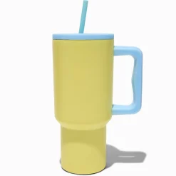 Yellow Colorblock Stainless Steel Handled Tumbler