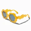 Yellow Curvy Flower Sunglasses