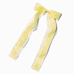 Yellow Lace Satin Hair Bow Clip