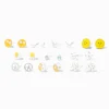 Yellow Sun Silver Stud Earrings - 9 Pack